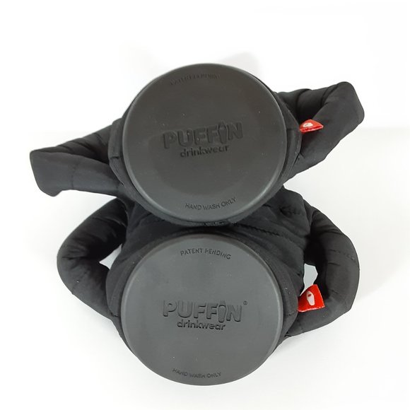 PUFFIN DRINKWEAR THE PUFFY SET OF 2 BLACK CAN KOOZIES 12 OZ BRAND NEW - Picture 6 of 6